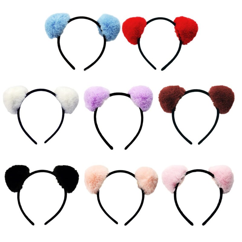 BUTITNOW Womens Fur Ball Headband Fluffy Panda Ears Hairhoop for Halloween Cosplay - Image 2